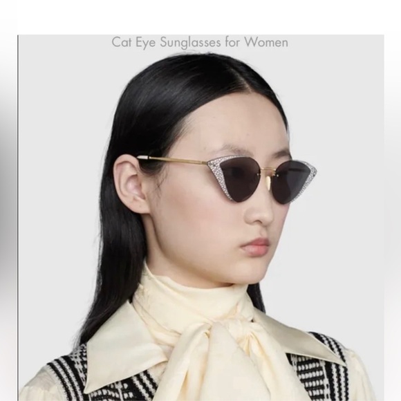 COPY - GUCCI HOLLYWOOD FOREVER CRYSTAL SUNGLASSES NEW GG0898S CAT EYE A… - Picture 1 of 14
